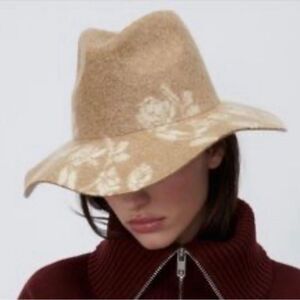ZARA WOOL BLEND FLORAL FELT HAT